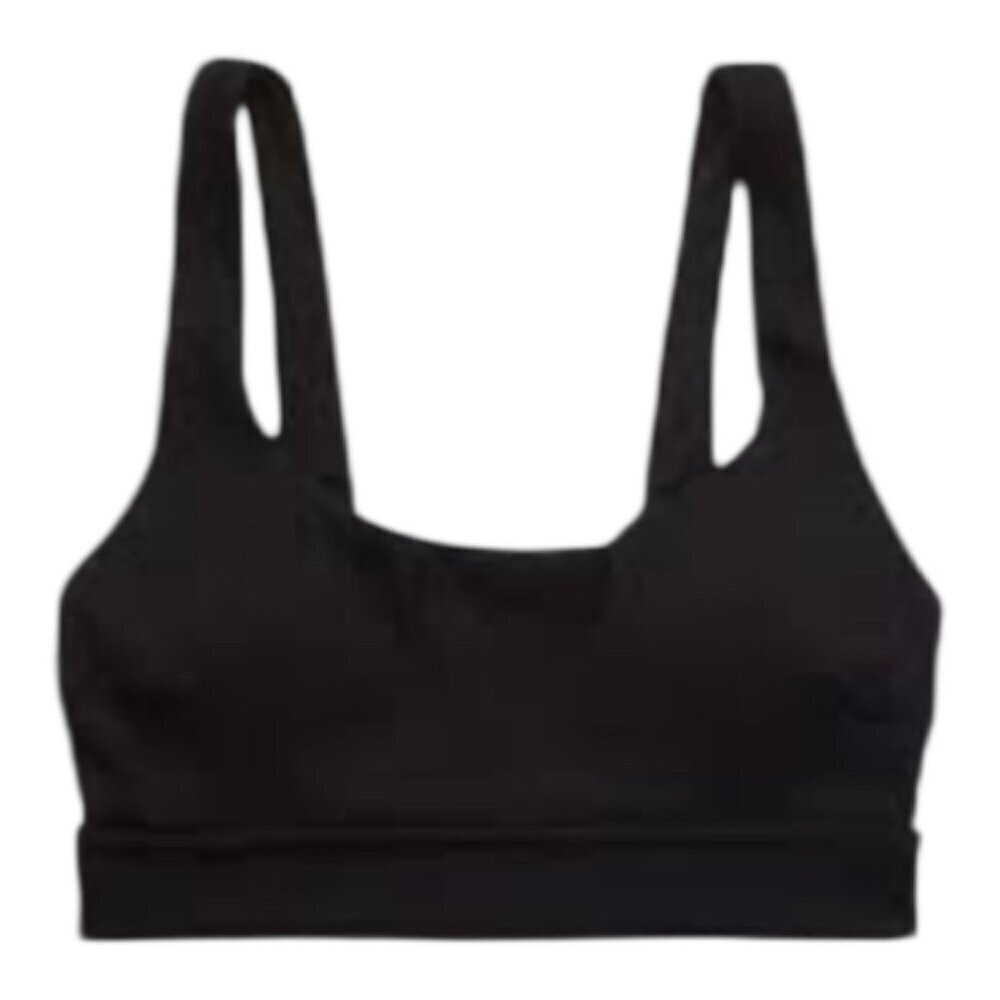 Aerie Bikini Wide Strap Scoop Bikini Top Large Black Scoop Neck Removable Cups